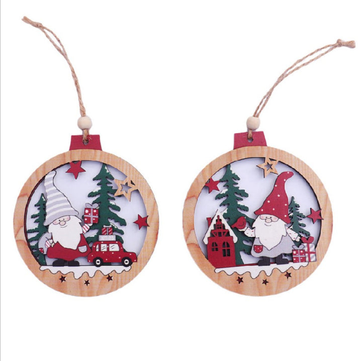 Decorative Wooden Santa Scene Ornament Kalsten