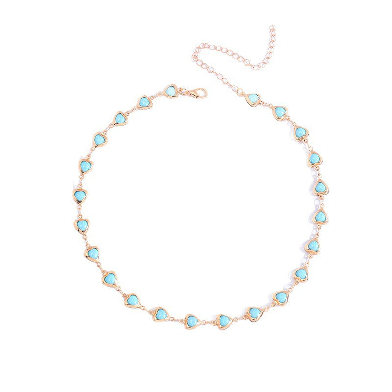 Heart-Shaped Gemstone Choker Necklace Kalsten
