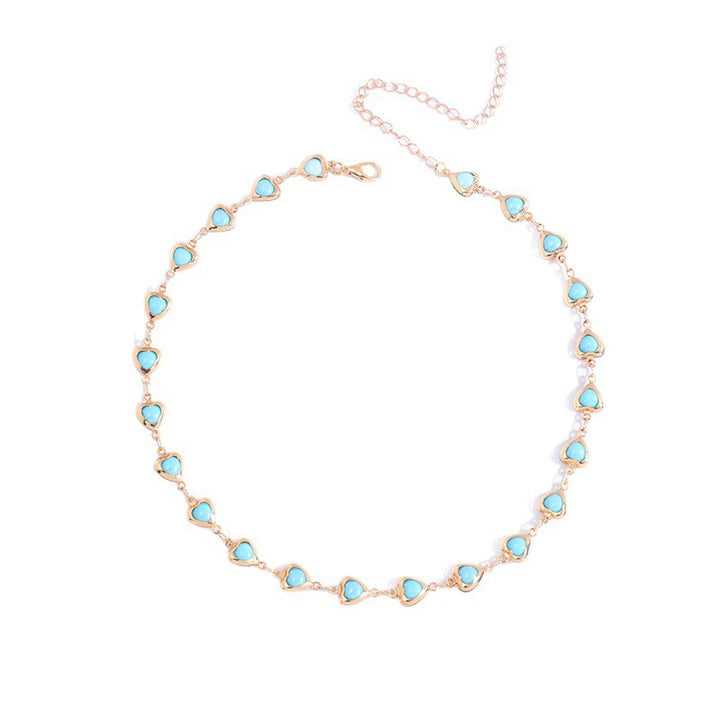 Heart-Shaped Gemstone Choker Necklace Kalsten