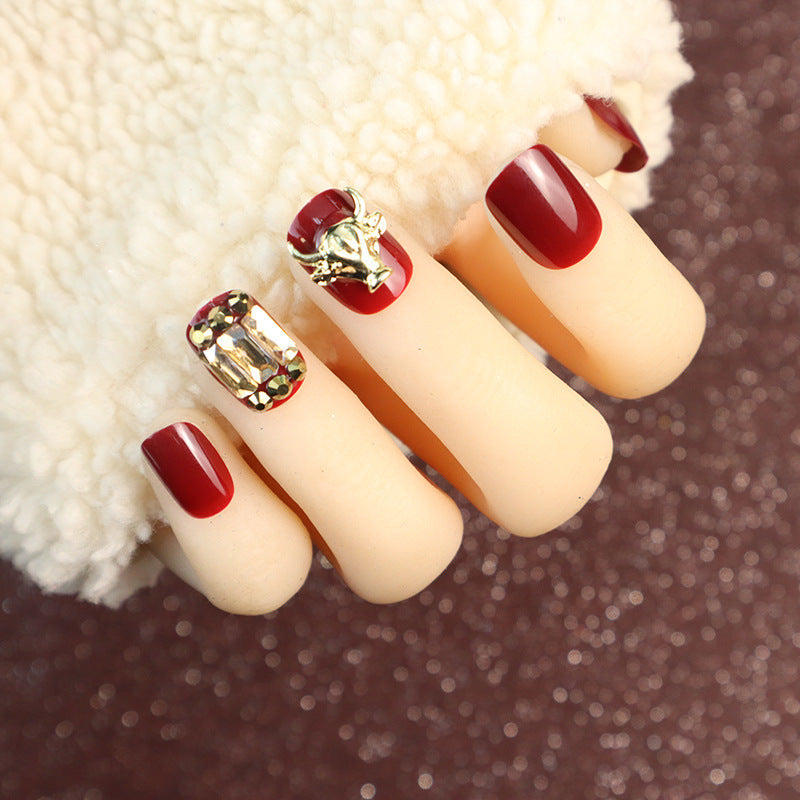 Elegant Rhinestone-Accented Press-On Nail Set
