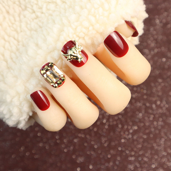 Elegant Rhinestone-Accented Press-On Nail Set