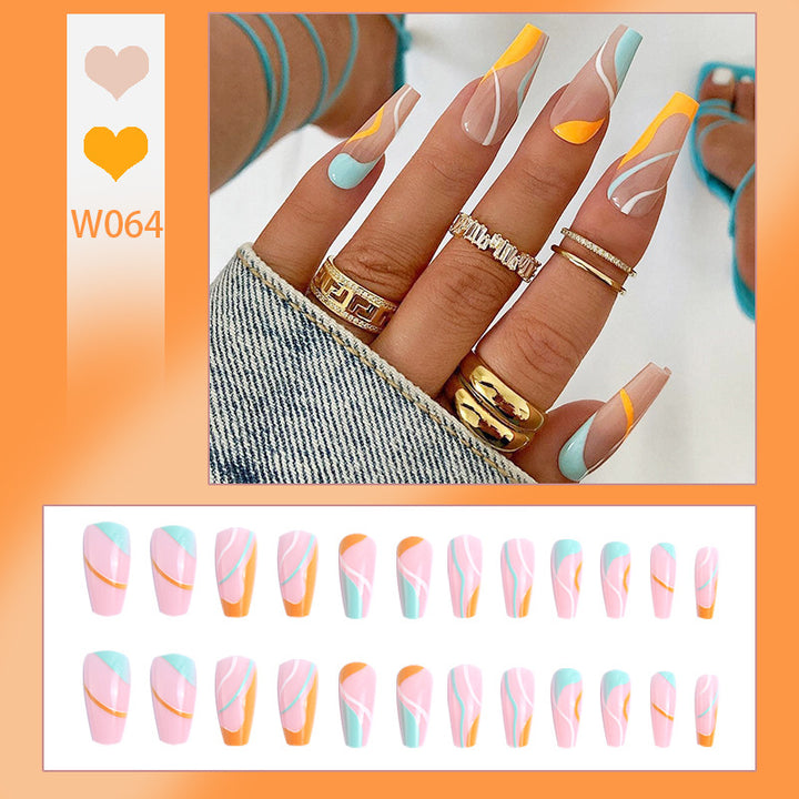 Stylish artificial nails with colorful wave pattern Kalsten