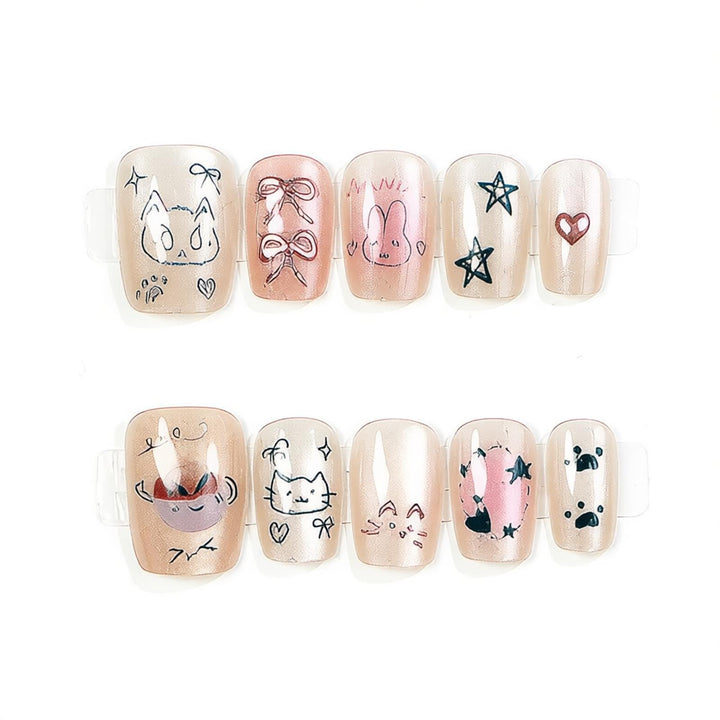 Whimsical Character Press-On Nail Art Kalsten