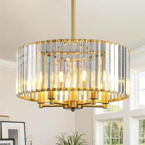 Crystal-Ribbed Modern Pendant Light