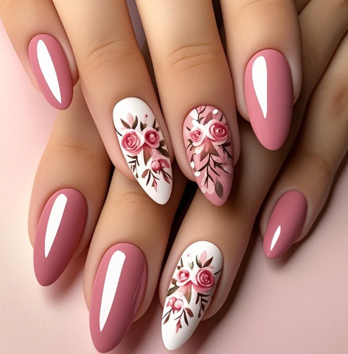 Elegant Floral Nail Art Design Kalsten