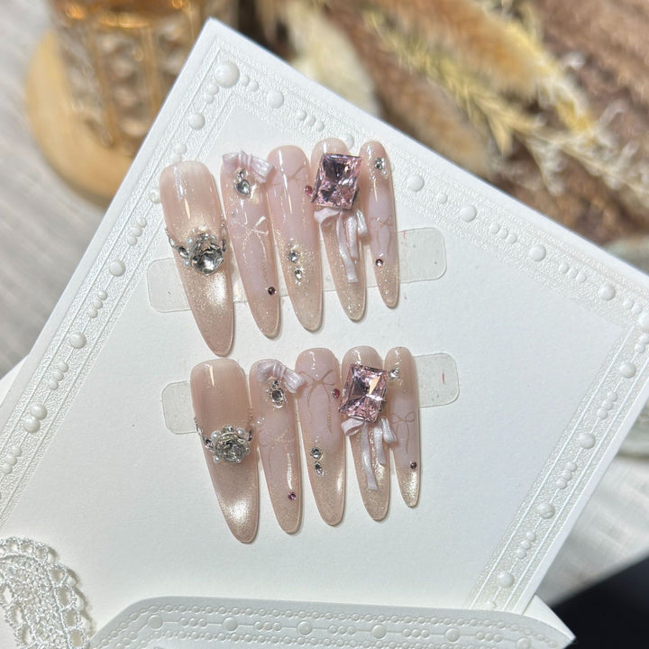 Ornate Rhinestone-Embellished Stiletto Press-On Nails Kalsten