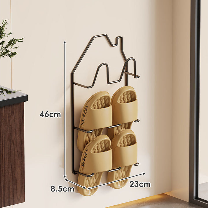 Wall-Mounted Wire Slipper Rack with House-Shaped Frame