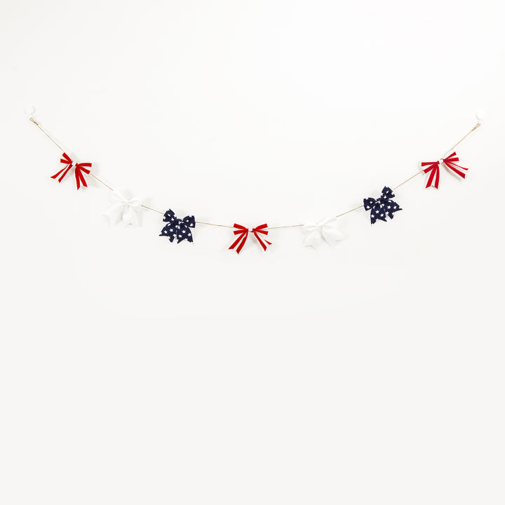Unisex decorative garland with striped fabric bows and jute cord Kalsten