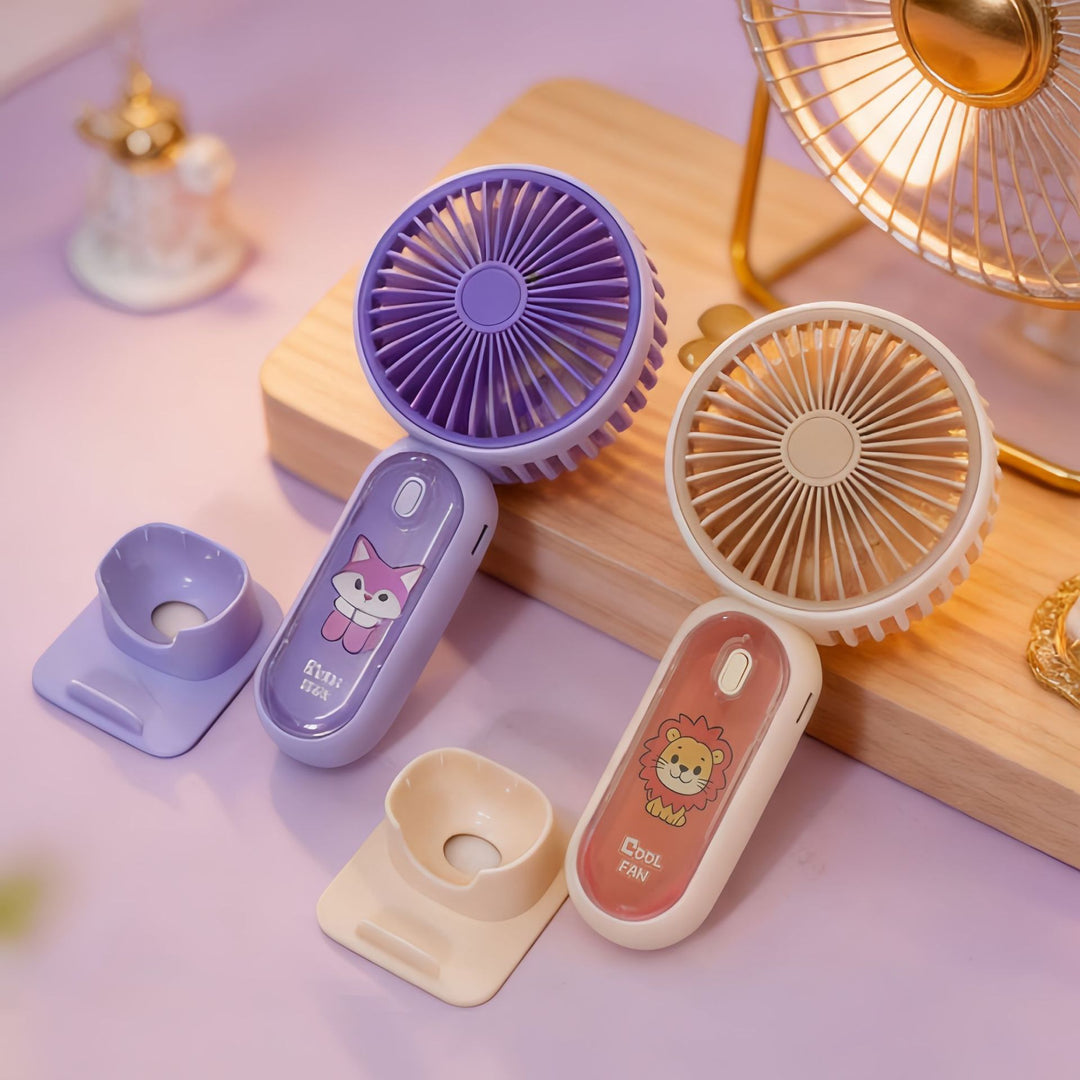 Women Portable Hand Fan with Kid-Friendly Lion Design Kalsten