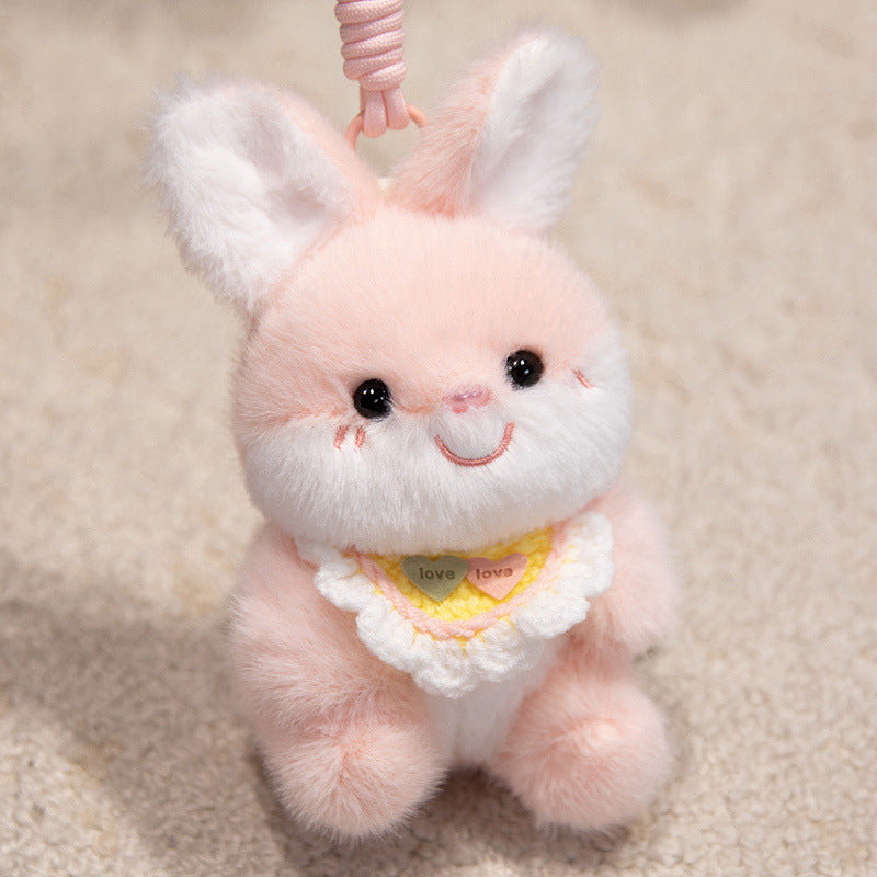 Plush Penguin Decorative Bag Charm with Crochet Bib and Spring-Loop Clip Kalsten