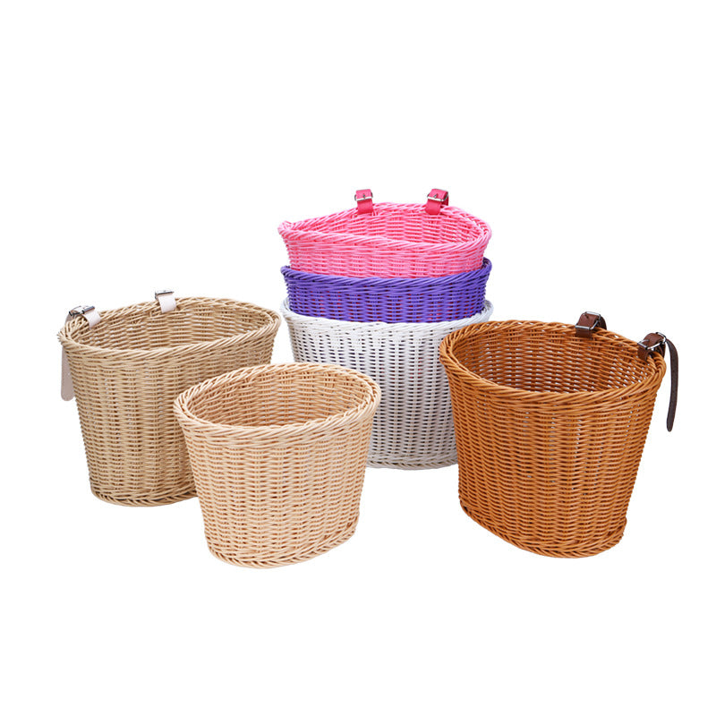 Woven Storage Basket with Leather Straps Kalsten