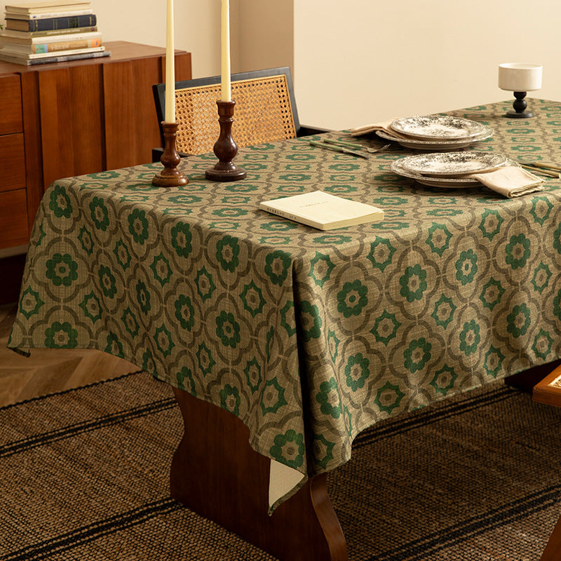 Rectangular tablecloth made of cotton-linen blend with ornamental jacquard structure Kalsten