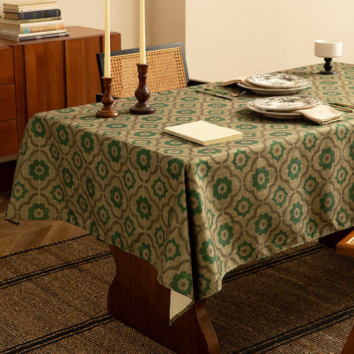 Rectangular tablecloth made of cotton-linen blend with ornamental jacquard structure Kalsten