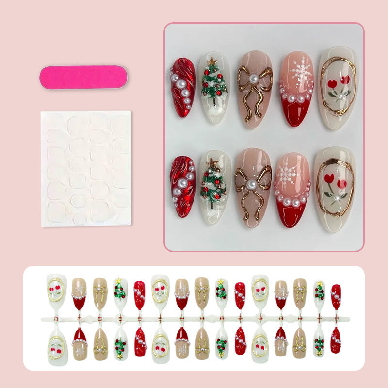Festive Holiday-Themed Press-On Nail Set