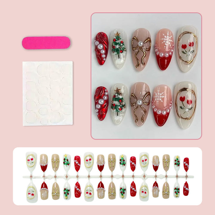 Festive Holiday-Themed Press-On Nail Set