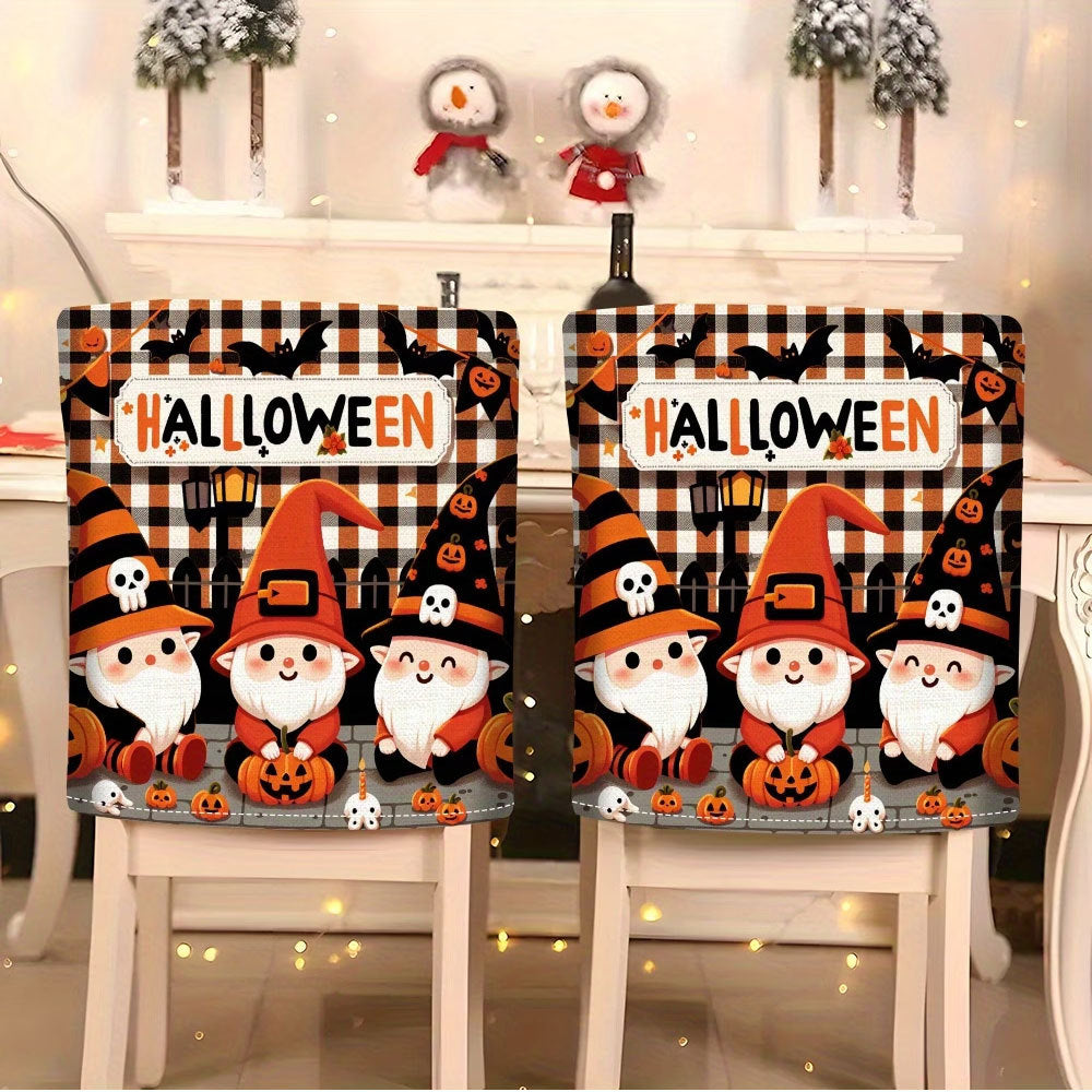 Elastic chair back covers with Halloween cat design
