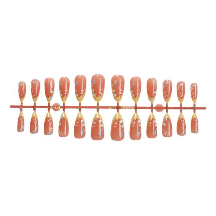 Decorative Press-On Nail Set with Floral and Elegant Design kalsten