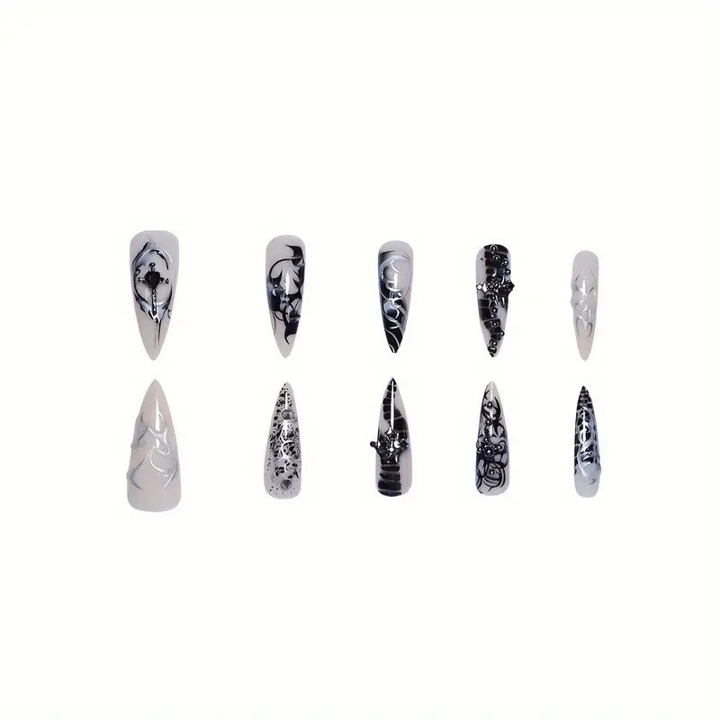 Intricate Gothic Acrylic Nail Enhancements Kalsten