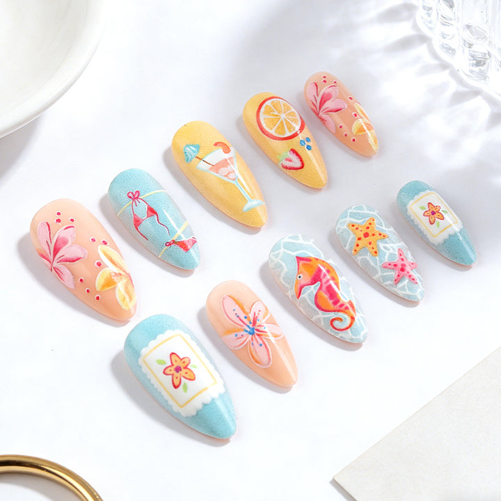 Artistic Tropical-Themed Press-On Nails Kalsten