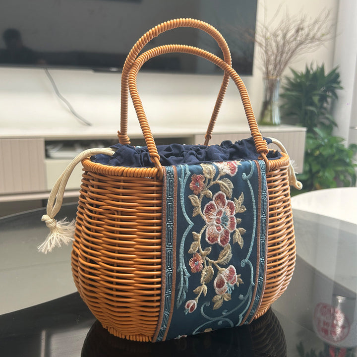 Embroidered Woven Handbag Kalsten
