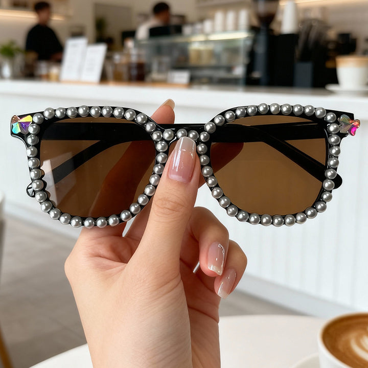 Luxury Pearl-Embellished Cat-Eye Sunglasses Kalsten