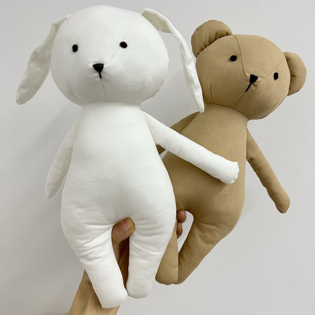Linen Polka-Dot Floppy-Ear Bunny Doll