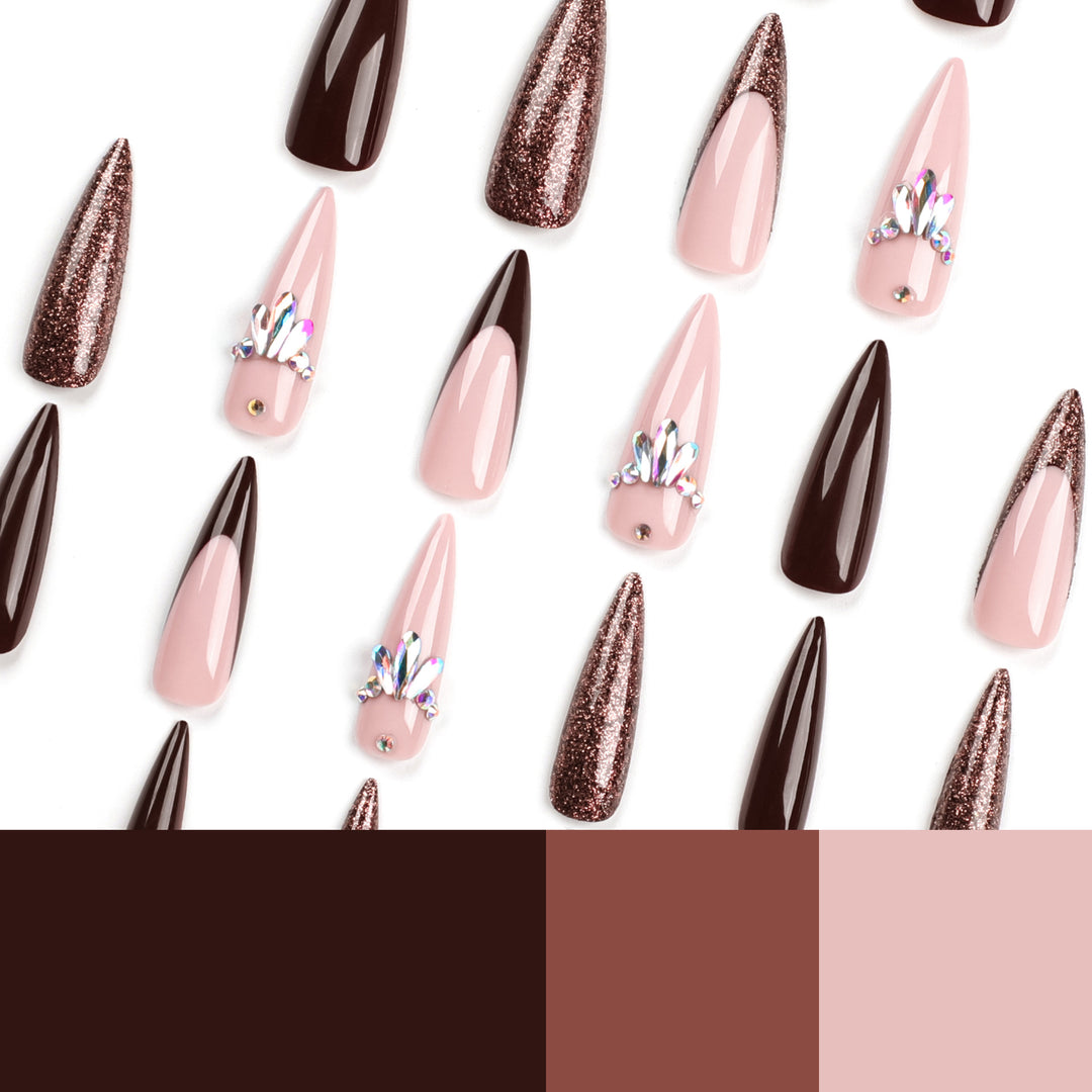 Artful Nail Extensions with Sparkling Accents Kalsten
