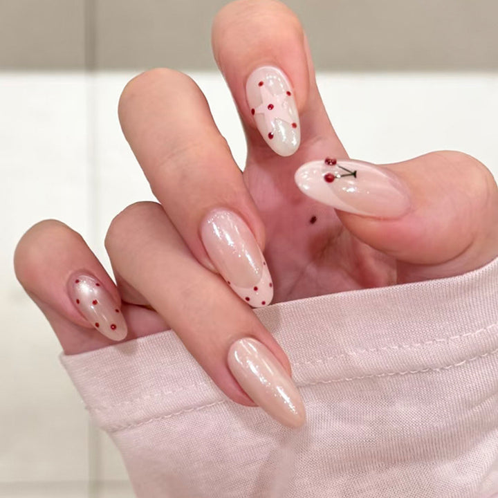 Artistic Press-On Nail Set with Cherry Blossom Design Kalsten