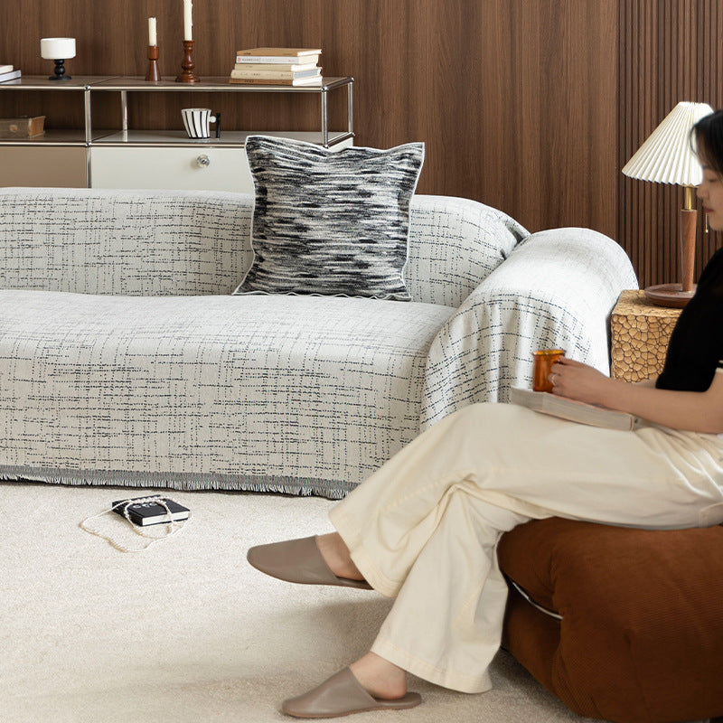 Universal sofa throw made of woven cotton blend with fringes and gentle upholstery cover Kalsten
