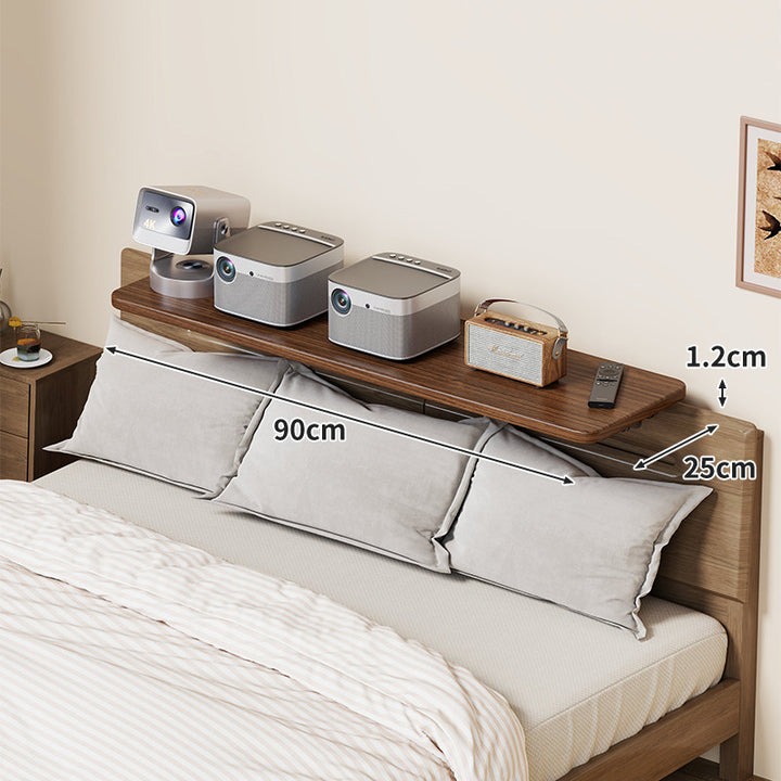 Wall-Mounted Slim Floating Headboard Shelf with Rounded Corners and Concealed Brackets