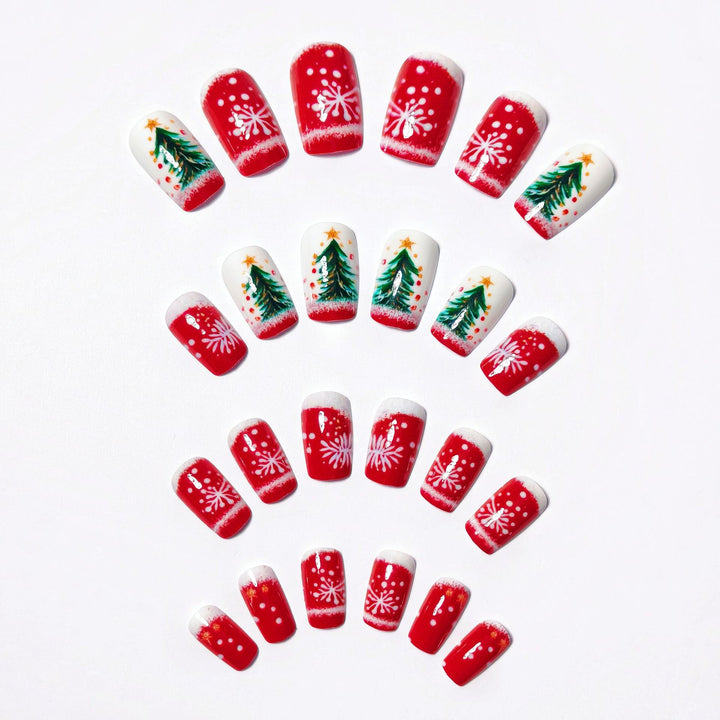 Artificial nails with festive Christmas tree motif Kalsten