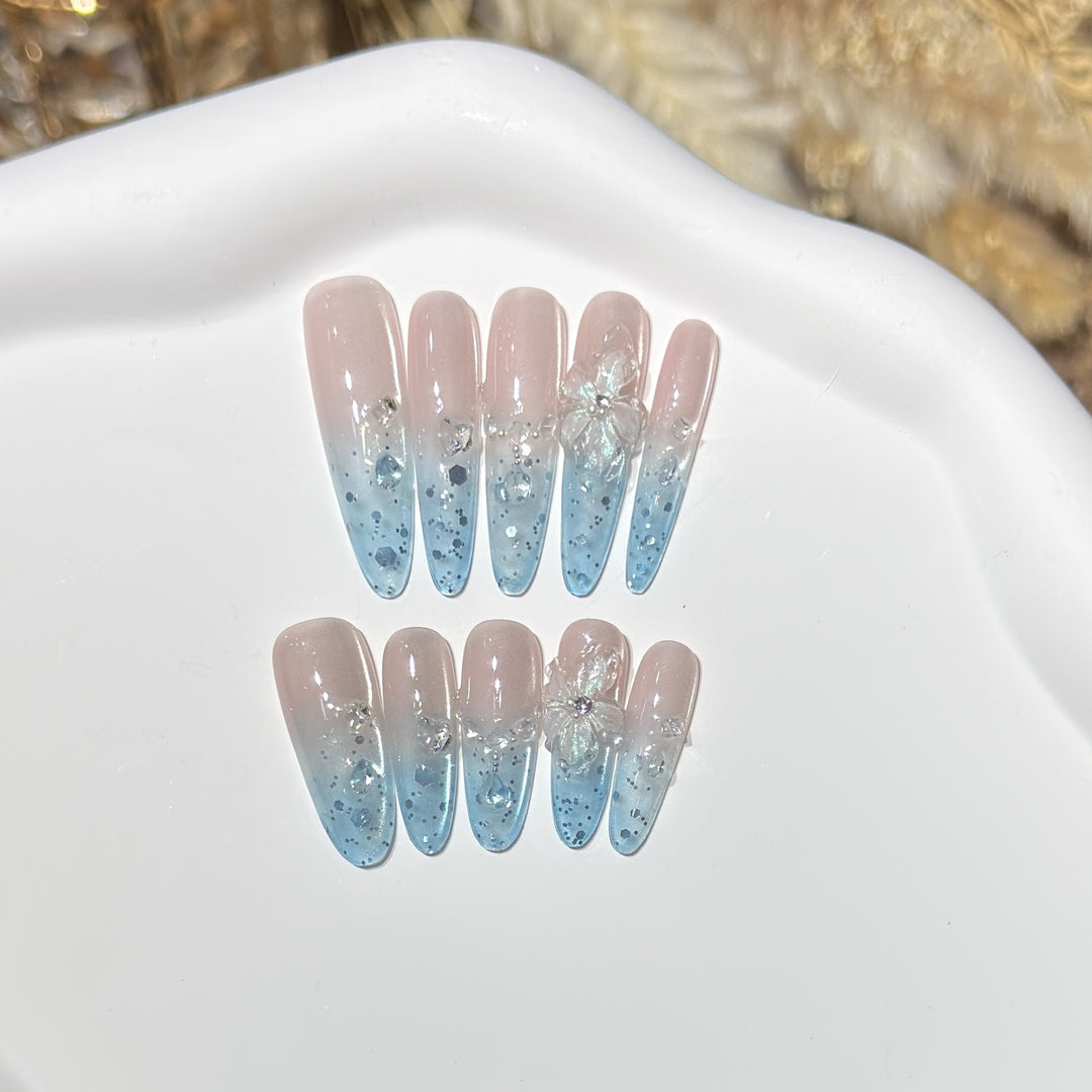 Ombre Floral Press-On Nail Art Set Kalsten