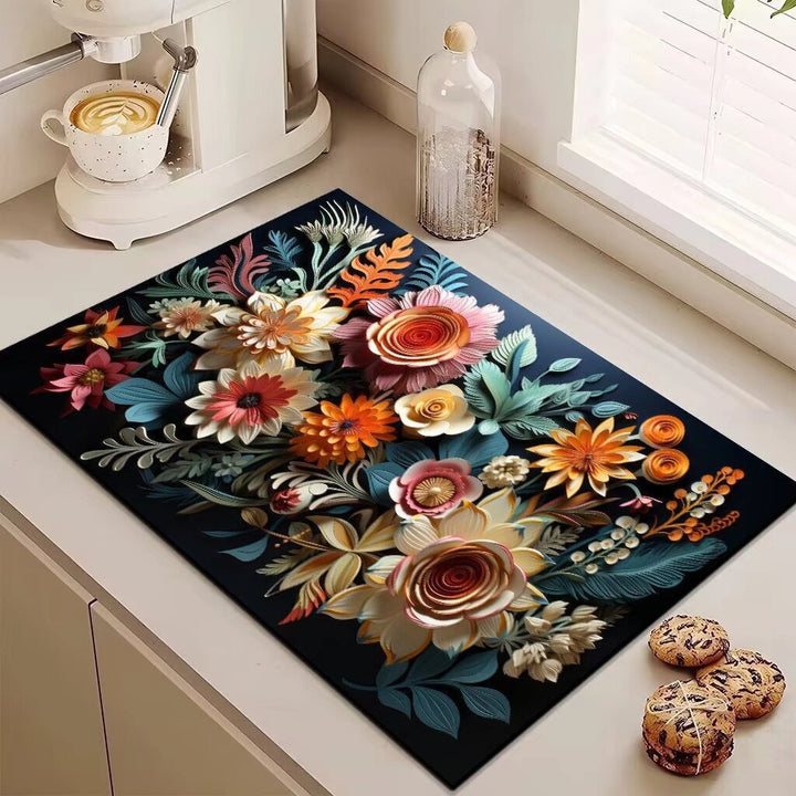 Decorative Floral Kitchen Mat Kalsten