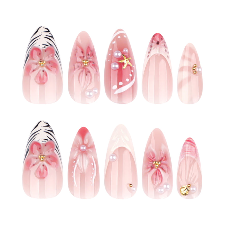 Artistic Nail Art with Floral and Elegant Accents Kalsten