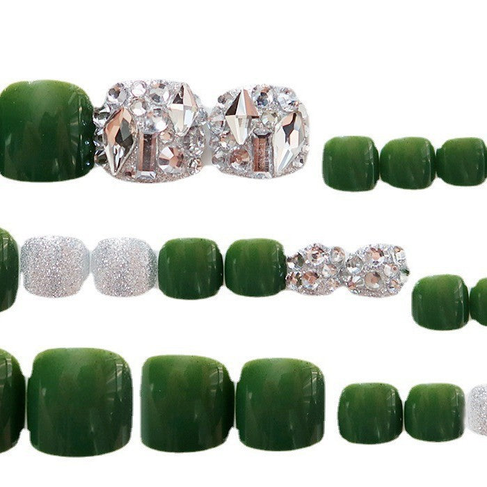 Decorative Rhinestone-Embellished Press-On Toenail Set 1790727289
