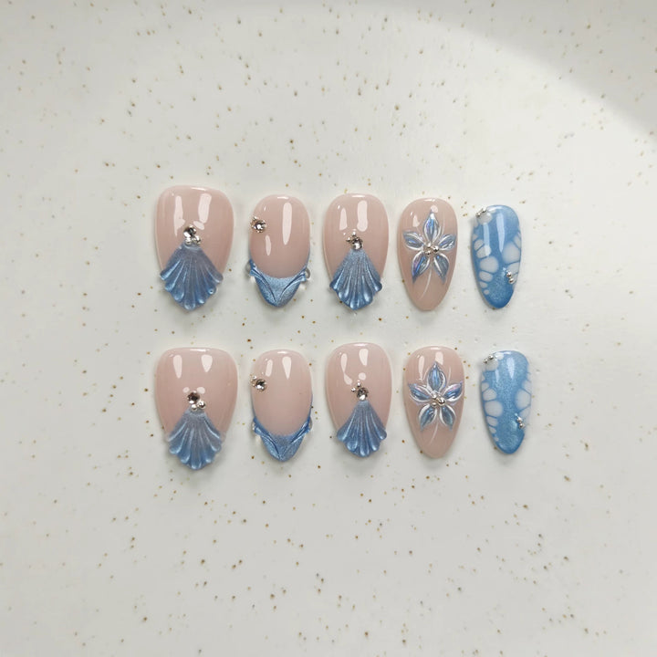 Artistic Seashell Press-On Nail Set