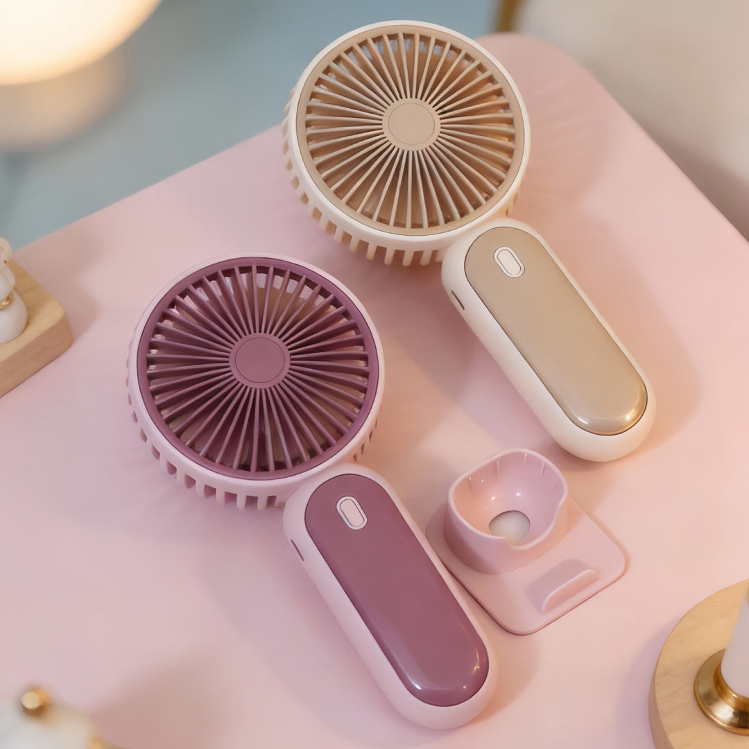 Women's Portable Handheld Fan with USB Charging Function and Ergonomic Handle Kalsten