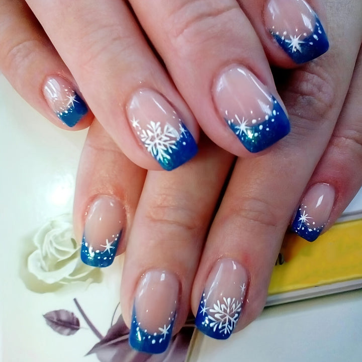 Glittering artificial nails in winter snowflake design Kalsten