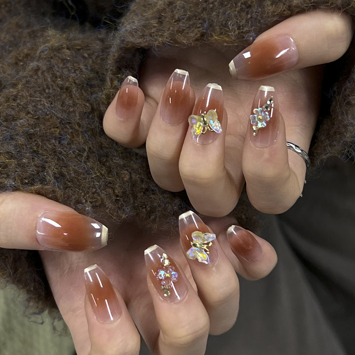 Artful Nail Extensions with intricate flower and glitter details Kalsten