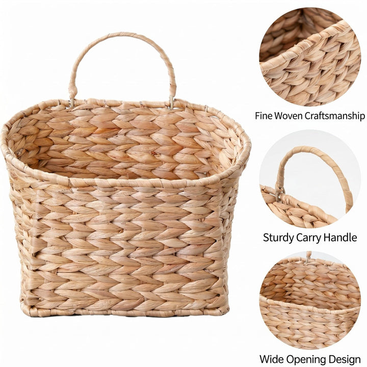 Handwoven Storage Basket with Durable Leather Handles Kalsten