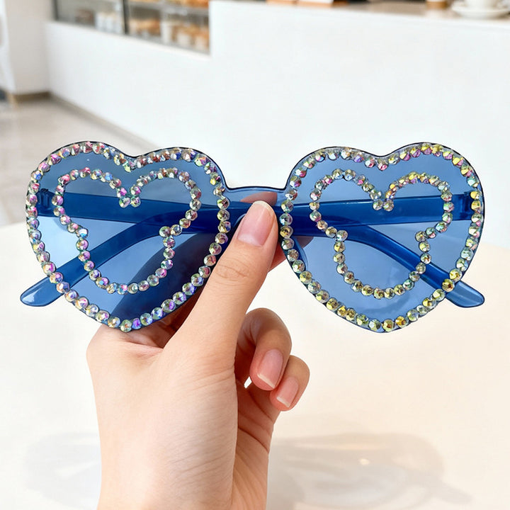 Rhinestone-Accented Heart-Shaped Sunglasses Kalsten 1787141236