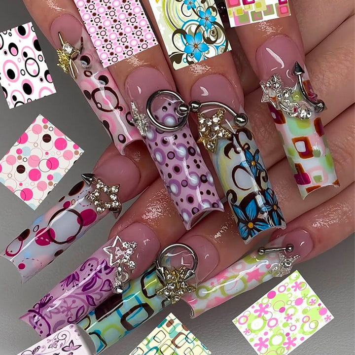 Artificial nails with creative 3D elements and playful patterns Kalsten