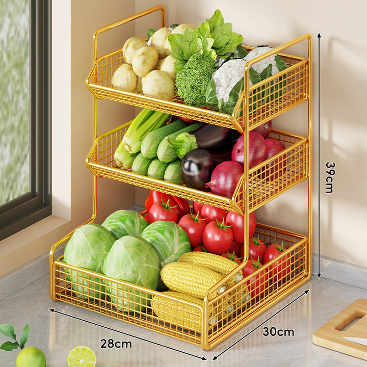 Multi-Tier Wire Mesh Kitchen Pantry Storage Organizer Rack