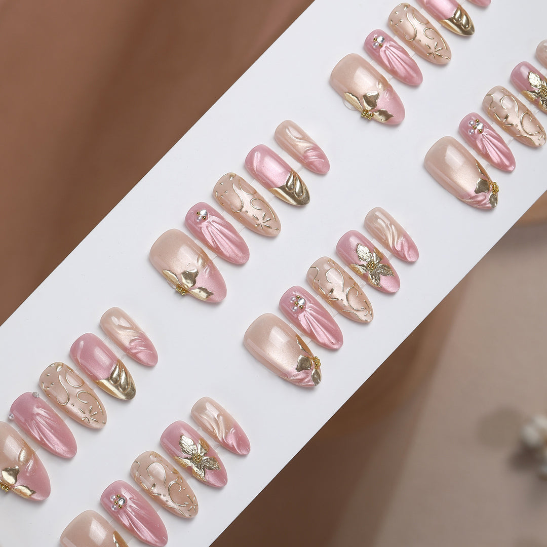 Elegant artificial nail set with floral decorations Kalsten