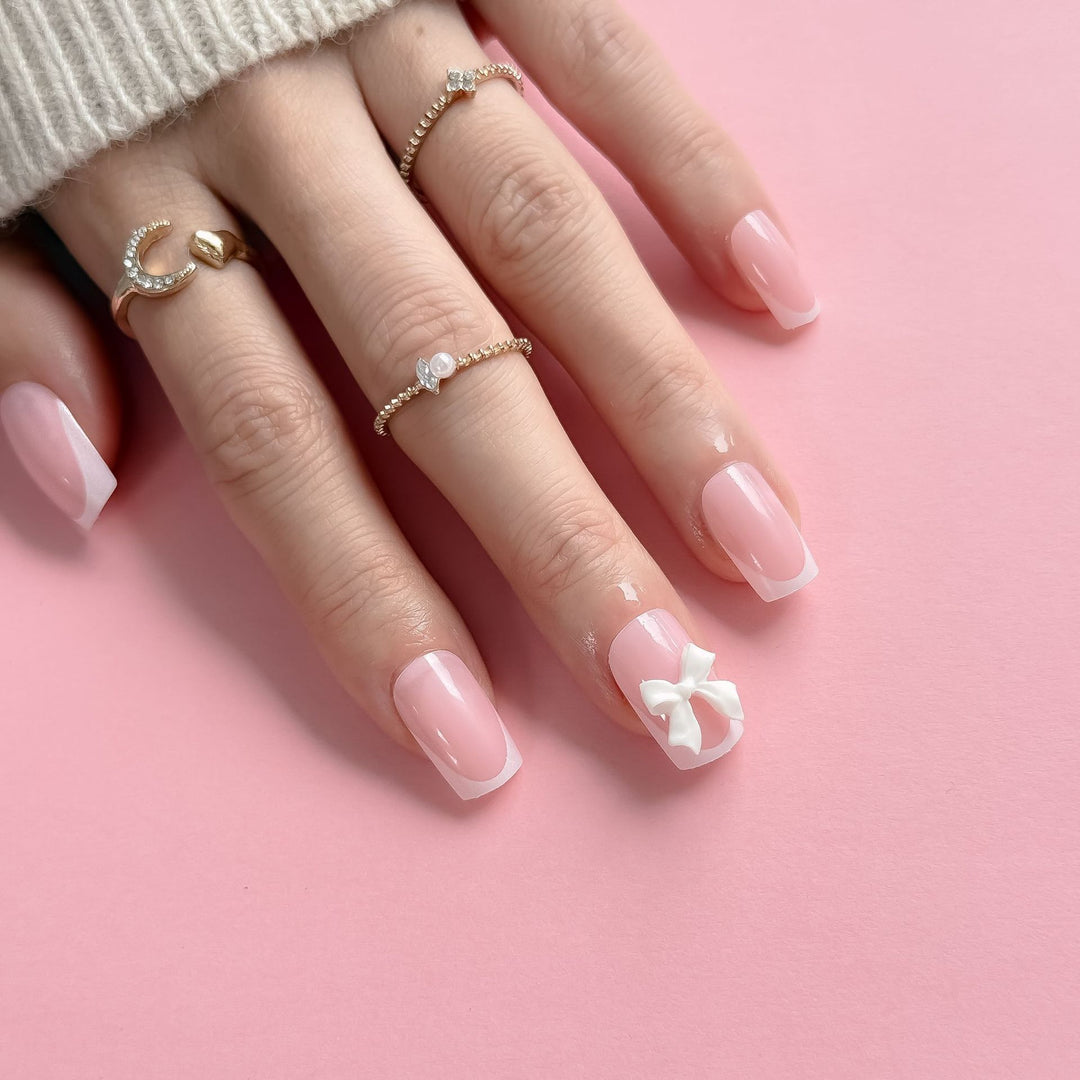 Acrylic Nail Set with Bow Design Kalsten