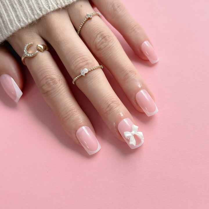 Acrylic Nail Set with Bow Design Kalsten
