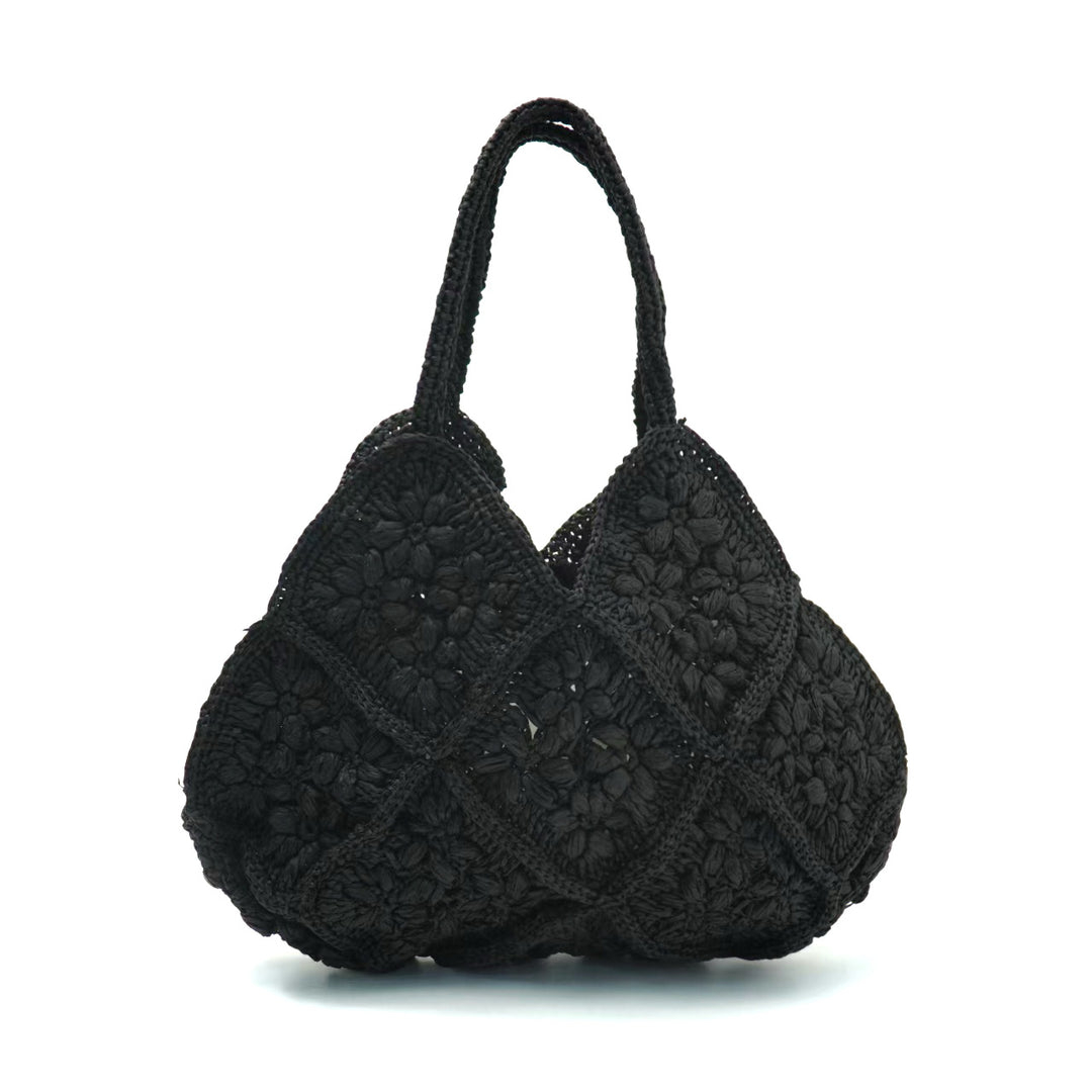 Handmade macrame shoulder bag with playful flower pattern Kalsten