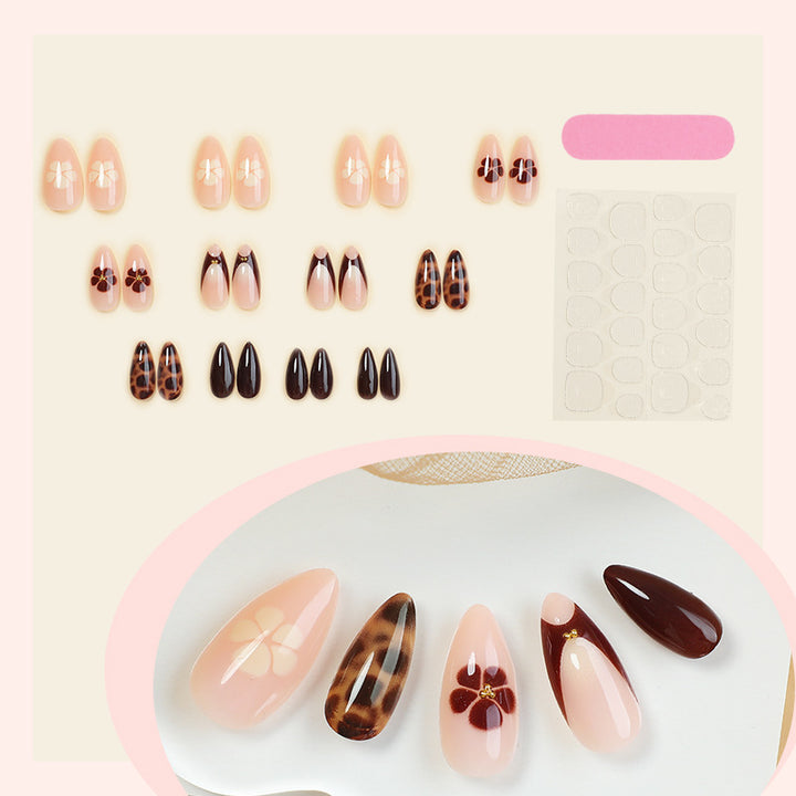 Creative nail art set with floral and leopard pattern Kalsten