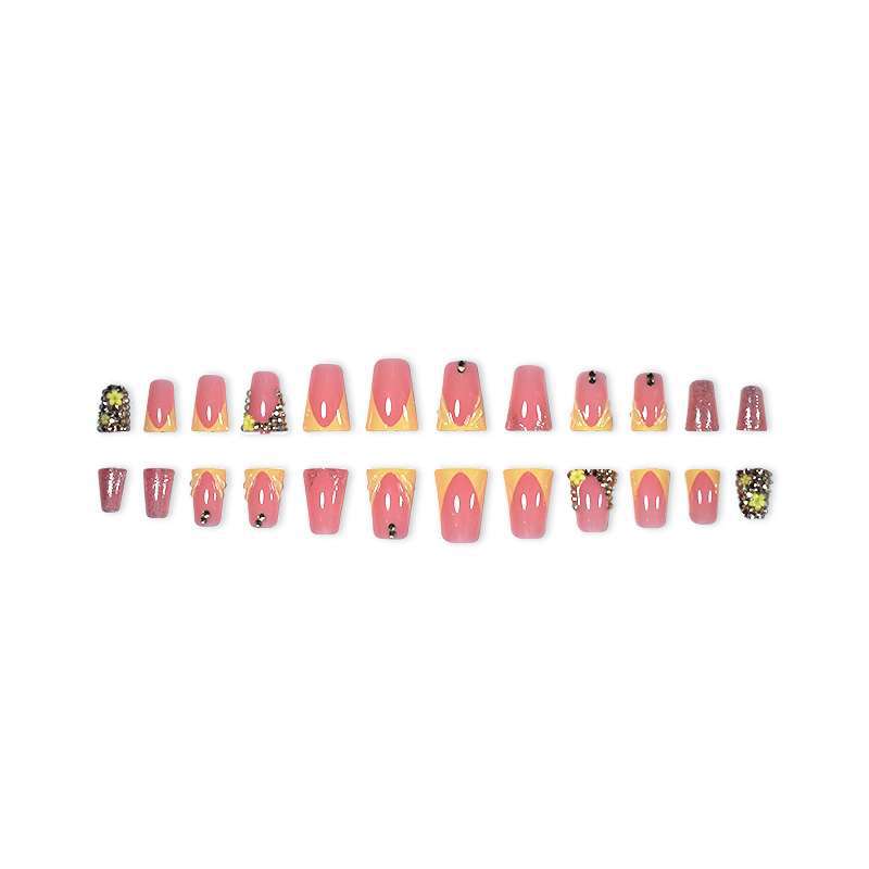 Decorative Floral and Rhinestone Press-On Nails Kalsten