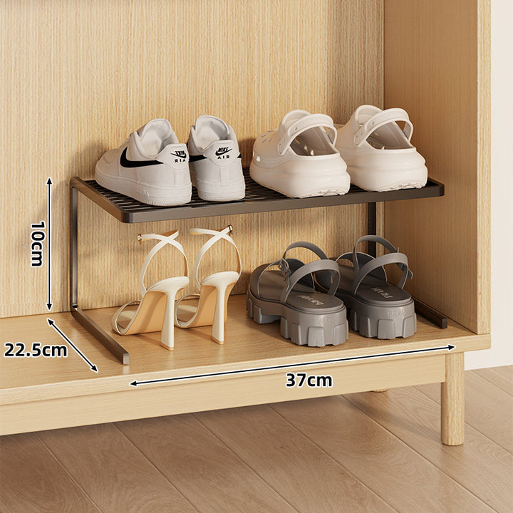 Compact Double-Layer Adjustable Shoe Shelf Riser for Cabinet and Closet